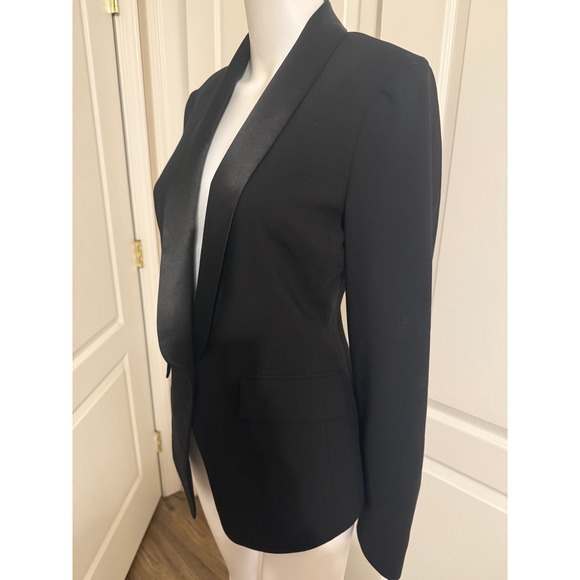BCBGMAXAZRIA Black Tuxedo Blazer Shawl Collar Satin Lapel Women XS - Picture 3 of 6